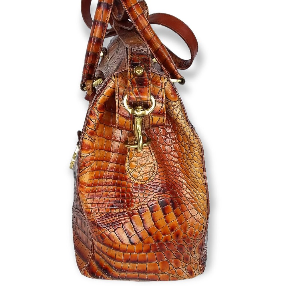 Vtg Brahmin Toasted Melbourne Stacy Crossbody Bag Croc Embossed Leather Brass - Picture 7 of 16